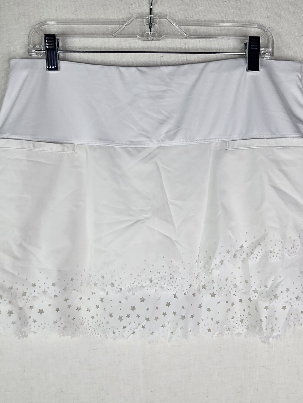 Lucky In Love Womens Large Star burst Laser Cut Out White Golf Tennis Skort